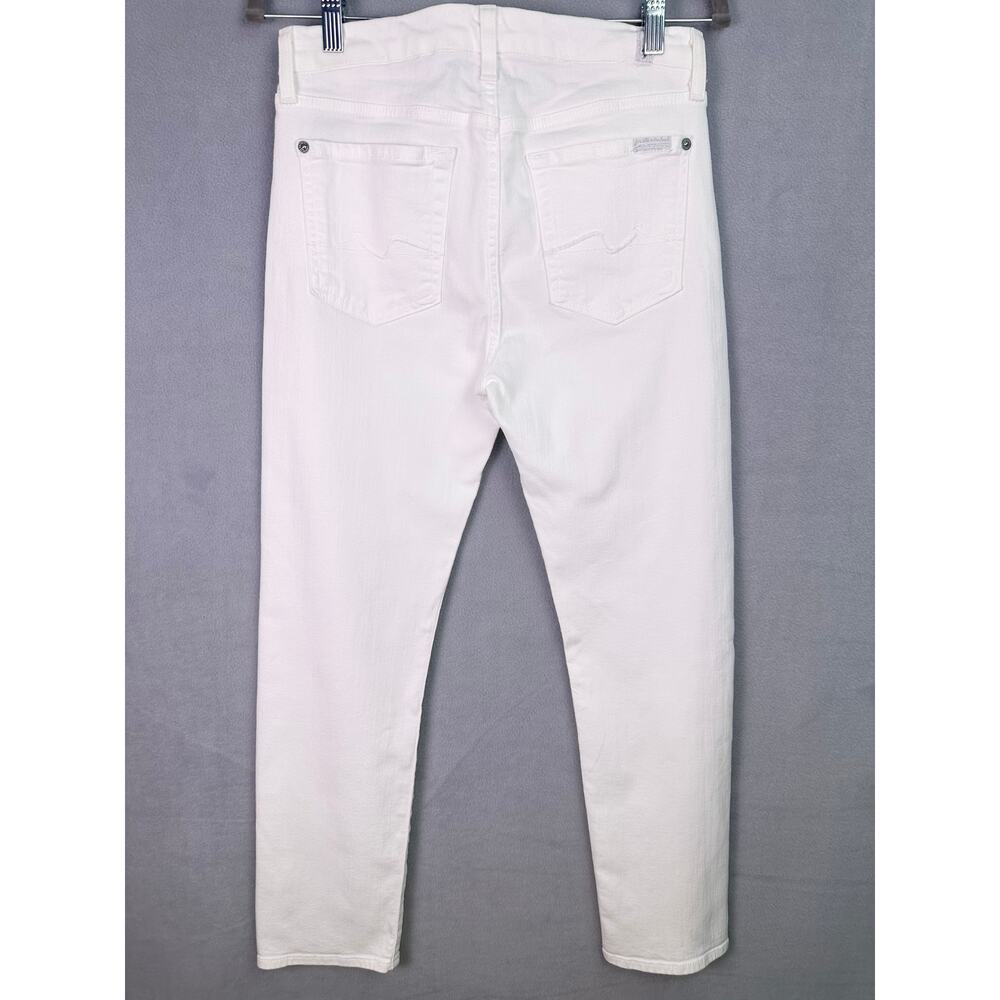 7 For All Mankind Kimmie White Mid Rise Slim Straight Jeans Size 27 - Picture 3 of 12